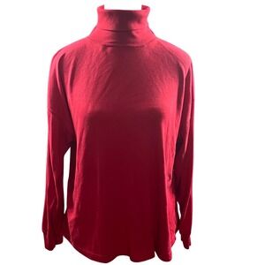 B Moss Company Red Turtleneck Long Sleeve Top Women's XL Casual Basic Layering